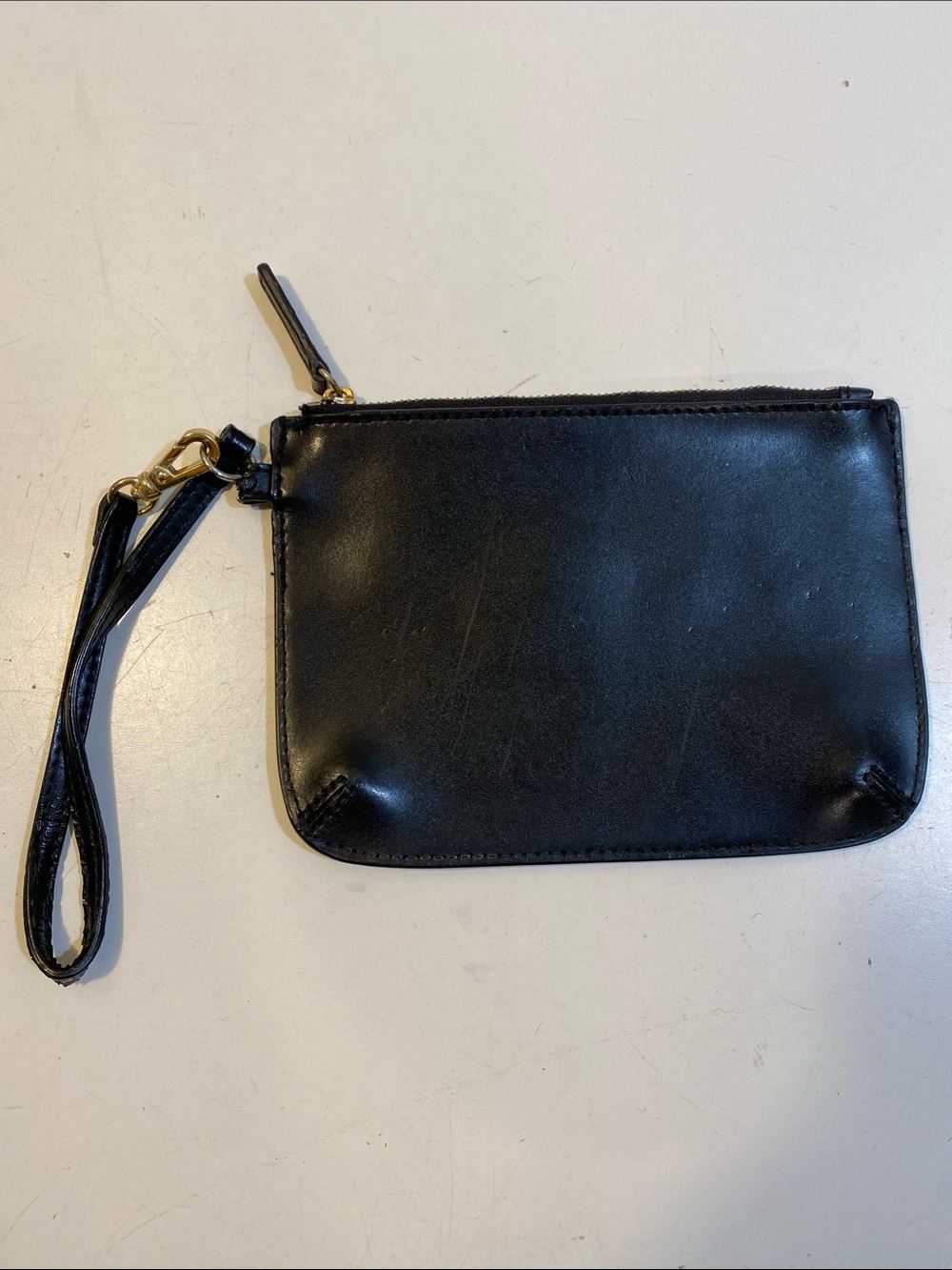 Black Leather Wristlet Clutch - Sleek Everyday Bag